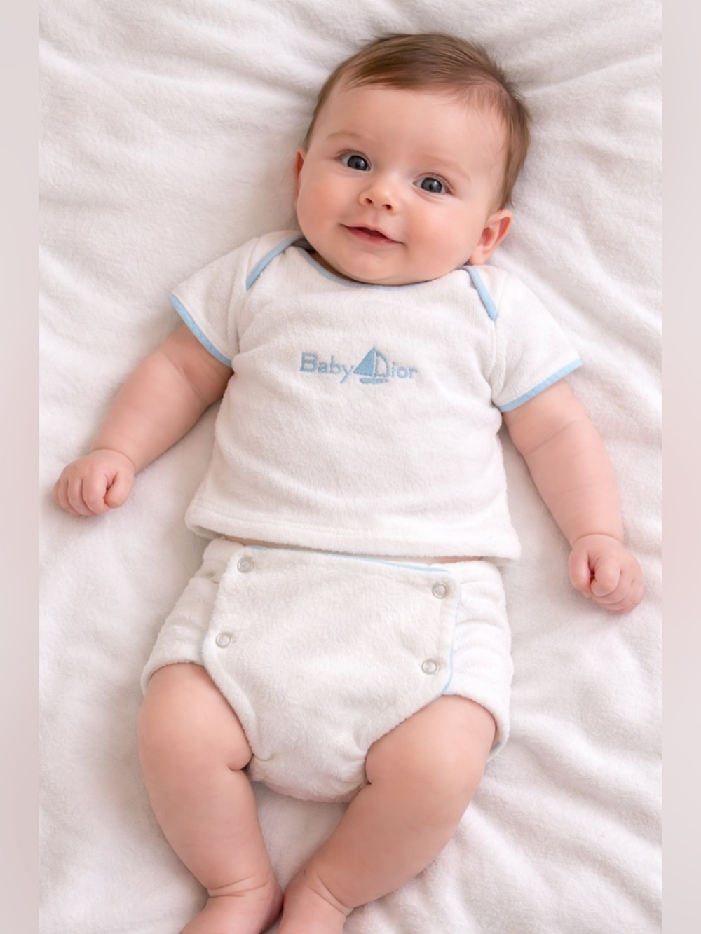 VTG Baby Dior Rare Terry 2-Piece 0-3 Months UNION MADE USA Heirloom Outfit Boat